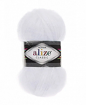 Пряжа мохер 55 Белый, ТМ Alize - Mohair Classic