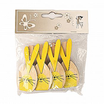 Набір міні-прищіпок "Кролики" декоративні, 4 шт, 7,7 см, 3 види , 781-951