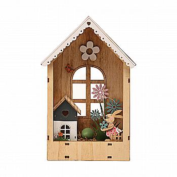 Декорація великодня "Будиночок дерев’яний з LED-підсвіткою і декором всередині" 23 см, AF5100570