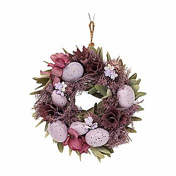 Вінок декоративний пасхальний 24 см, лавандовий, 743-902