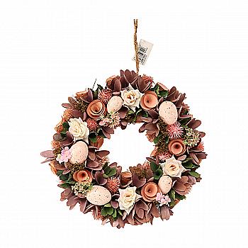 Вінок декоративний пасхальний 33 см, лілово-персиковий, 743-887