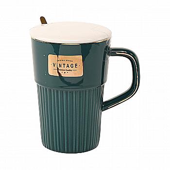 Кружка с крышкой и ложкой "Винтажная", 350 мл, O8030-234