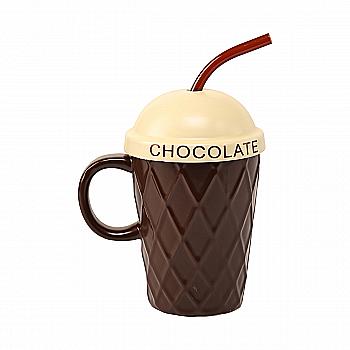 Кружка с крышкой и трубочкой "Айс-Крим", 34367-6