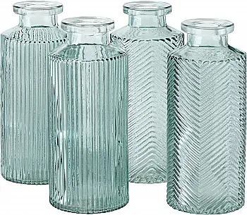 Набір ваз декоративних скляних "Panja" h=13,8 см/d=6 см (4 шт.), лакован., світло-зелений, 2005929