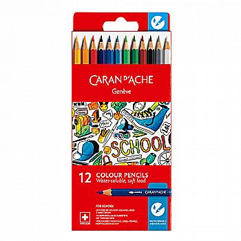 Outlet20 Набір акварельних олівців 12 кол. Caran d`Ache School Lin карт. бокс, 1290.712/1022899