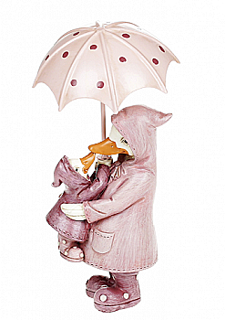 Декоративна статуетка "Мама качка з малюком" 14 см, рожевий, 707-549