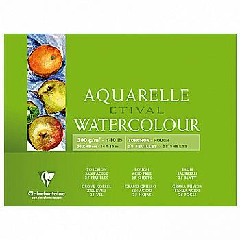 Outlet40 Склейка для акварели 36*48 см Watercolors с 4-х сторон, 25 л. (300 г/м2), целлюлоза, крупное зерно, 96463C Clairefontaine