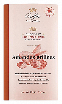 Черный шоколад 60% какао с жареным миндалем, DOLFIN БельгП