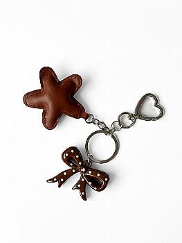 Брелок-подвеска бантик и звездочка коричневый, BR11