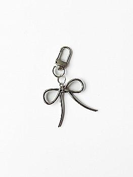Брелок-подвеска металл бантик серебро, BR18