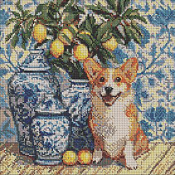 Набор с алмазной мозаикой "Корги и лимоны" 40*40 см, AMO20217 ТМ "Ideyka"