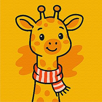Розмальовка на полотні  20*20 см "Жираф Жорик", MBS077