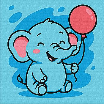 Раскраска на холсте 20*20 см «Весёлый слонёнок», MBS076