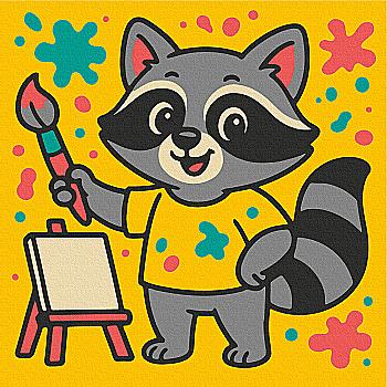 Розмальовка на полотні 20*20 см "Єнот-художник", MBS078