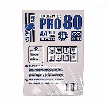Папір А4 100 арк. 80 г/м2 Crystal Pro, 16.4270