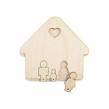 Заготовка деревянная Ключница "Папа, мама, дочка", 15*16,6 см, Д24