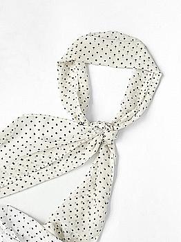 Шарф сатин білий в горох 155 * 28 см, PL20