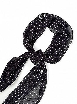 Шарф сатин чорний в горох 155 * 28 см, PL19