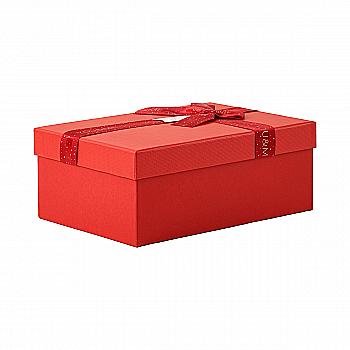 Подарочная коробка прямоугольная, красная с красным бантом, 21*14*8 см, 1103143012