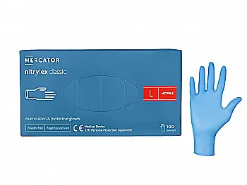 Перчатки "Nitrylex Classic" нитриловые смотровые неприпудренные, синие L, 100 шт/уп, 17203910