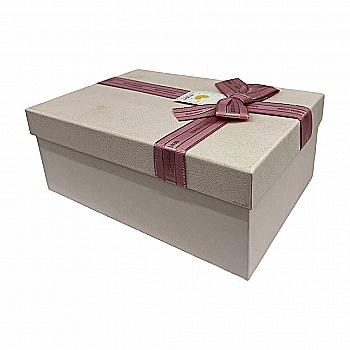 Подарункова коробка прямокутна, рожева з бантом, 23*16*9 см, 140323453