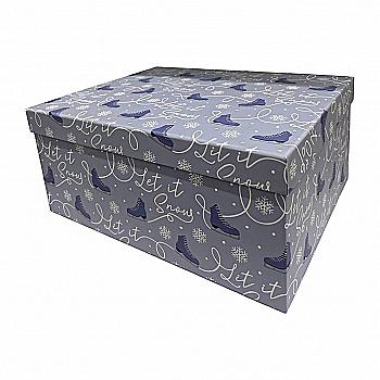 Подарункова коробка прямокутна, Ковзани, блакитна, 33*25,5*14,5 см, 1410046528