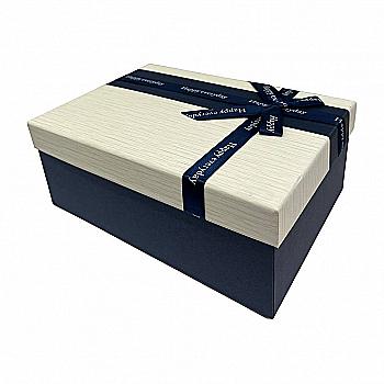 Подарункова коробка прямокутна, біло-синя з бантом, 23*16* 9,5 см, 1103715713