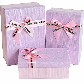 Подарочная коробка прямоугольная, лавандовая "Linen" с бантом, 19*12*6,5 см, 2703118401