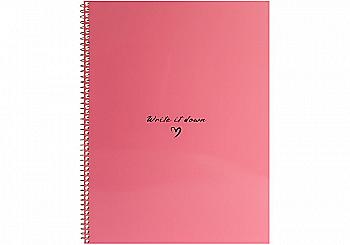 Блокнот А4, пласт. обкл., бічна спіраль, 60 арк., клітинка, кораловий, O69163