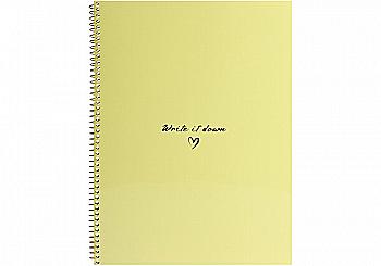 Блокнот А4, пласт. обкл., бічна спіраль, 60 арк., клітинка, лимонний, O69161