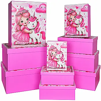 Подарочная коробка прямоугольная, "Девочка с единорожком", 27*20*11,5 см, 111025665