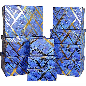 Подарункова коробка прямокутна, синя, "Золоті перетини", 19*13*7,5 см, 1110082211