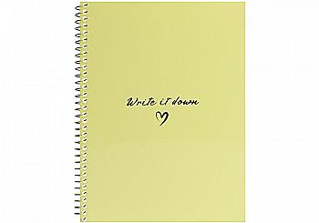 Блокнот А5 пласт. обкл., бічна спіраль, 60 арк., клітинка, лимонний, O69166