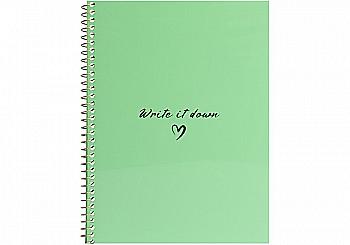 Блокнот А5, пласт. обкл., бічна спіраль, 60 арк., клітинка, м’ятний, O69167