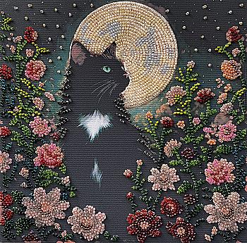 Набор-миди для вышивки бисером на натуральном художественном холсте "Не спится", AMB-136