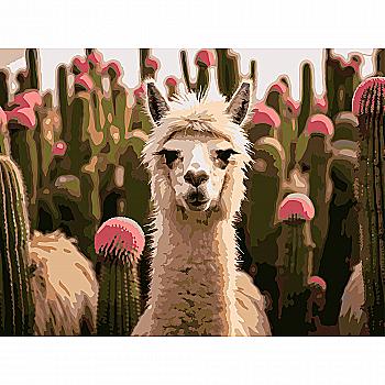 Картина по номерам 30*40 см "Альпака среди цветов", SS-1265 ТМ "Strateg"