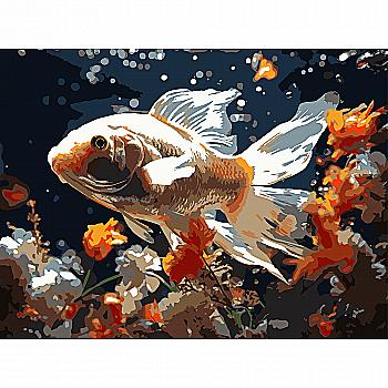 Картина за номерами 30*40 см "Золота рибка" на чорному фоні, FH-30 ТМ "Strateg"