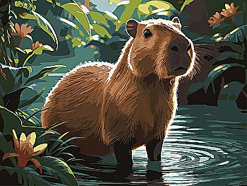 Картина по номерам 30*40 см "Капибара на отдыхе", SS-1301 ТМ "Strateg"