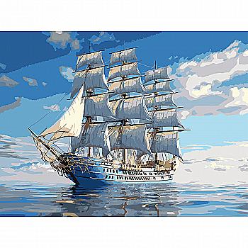 Картина по номерам 30*40 см "Корабль на горизонте", SS-1314 ТМ "Strateg"