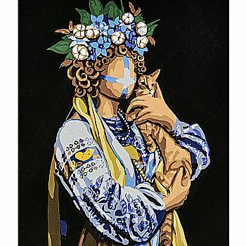 Набор для росписи по номерам 40*50 см "Привёрнута" на черном фоне, AH1147 ТМ "Strateg"