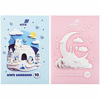 Картон білий 10 арк. A4, односторонній, папка, Kite, K26-1254