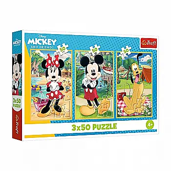 Пазли "3x50" - Mickey&friends Миша на святі, Trefl, 34881