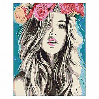 Outlet Набір, техніка акриловий живопис за номерами "Дівчина-весна", Rosa Start/1007739