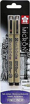 Outlet40 Набір лінерів Pigma Micron 2 шт., (0.8), 0,5 мм, Чорний, у блістері, Sakura/1011631