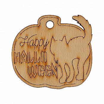 Заготівка з фанери Розмальовка Хелловін "Бірка 2 - гарбуз" 6*6,6 см, 001301 ArtBober