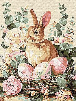 Набор для росписи по номерам 30*40 см "Праздничный кролик", KHO5184 ТМ "Идейка"
