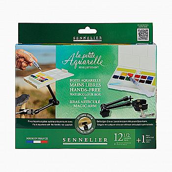 Набір акварельних фарб "Sennelier" Hands Free, 12 кол., кювета, пластиковий пенал, N131692.12