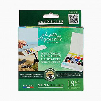 Набір акварельних фарб "Sennelier" Hands Free, 18 кол., кювета, пластиковий пенал, N131692.18