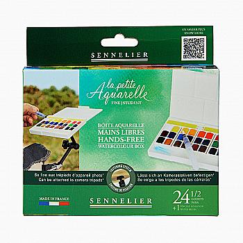 Набір акварельних фарб "Sennelier" Hands Free, 24 кол., кювета, пластиковий пенал, N131692.24