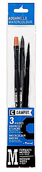 Набір пензлів для акварелі "Campus" M, 3 шт, довга ручка, P10411.00
